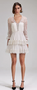 Self Portrait Cream Chiffon Lace Tiered Mini Dress